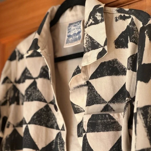 Jungmaven Olympic Jacket, sold out hand printed Triangles pattern - Size Small - Picture 2 of 5